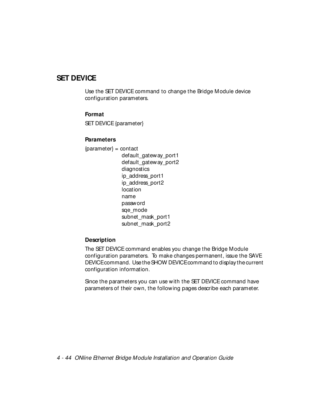 3Com 5102B-EE installation and operation guide SET Device 