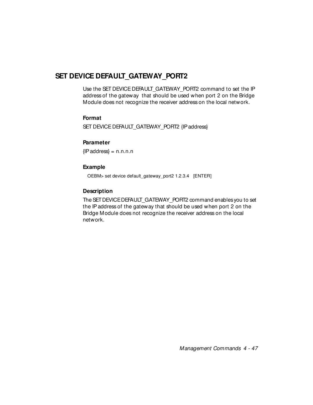 3Com 5102B-EE installation and operation guide SET Device DEFAULTGATEWAYPORT2 