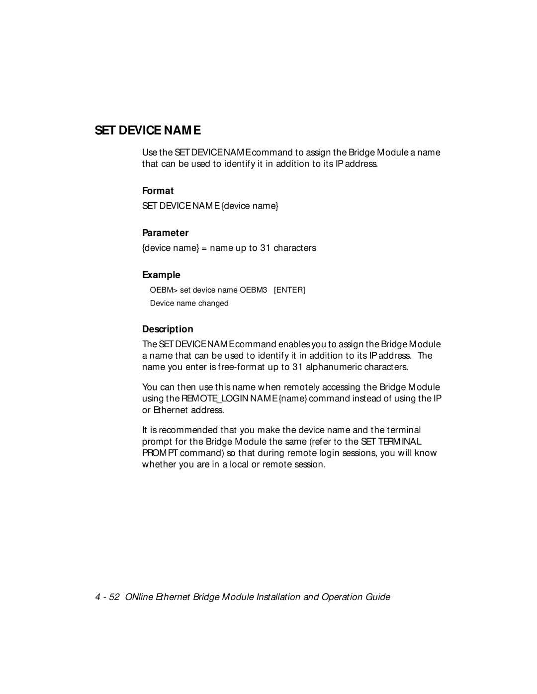 3Com 5102B-EE installation and operation guide SET Device Name 