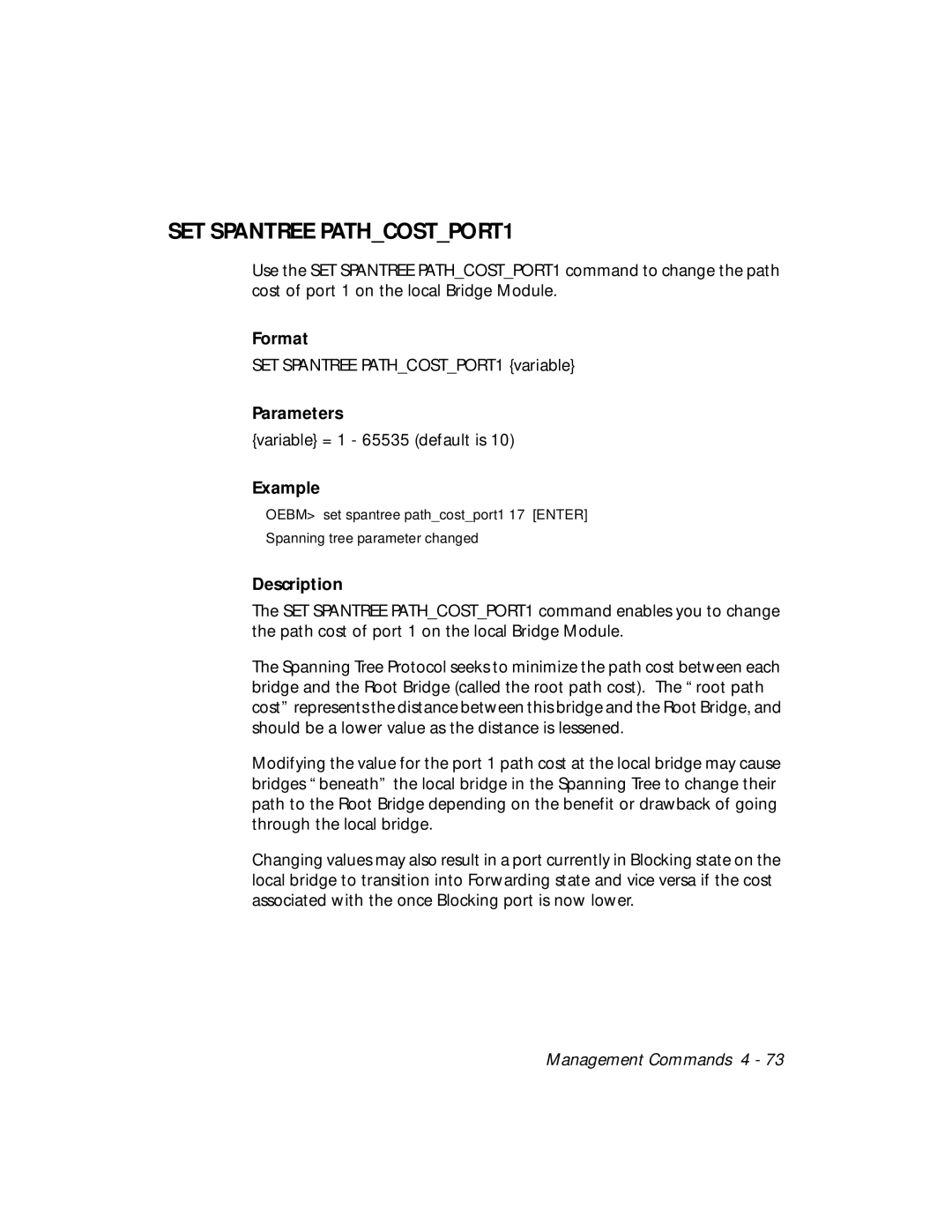 3Com 5102B-EE installation and operation guide SET Spantree PATHCOSTPORT1 