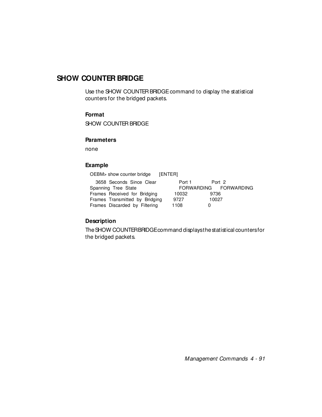 3Com 5102B-EE installation and operation guide Show Counter Bridge 