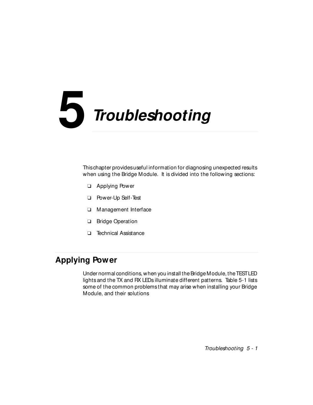 3Com 5102B-EE installation and operation guide Troubleshooting, Applying Power 