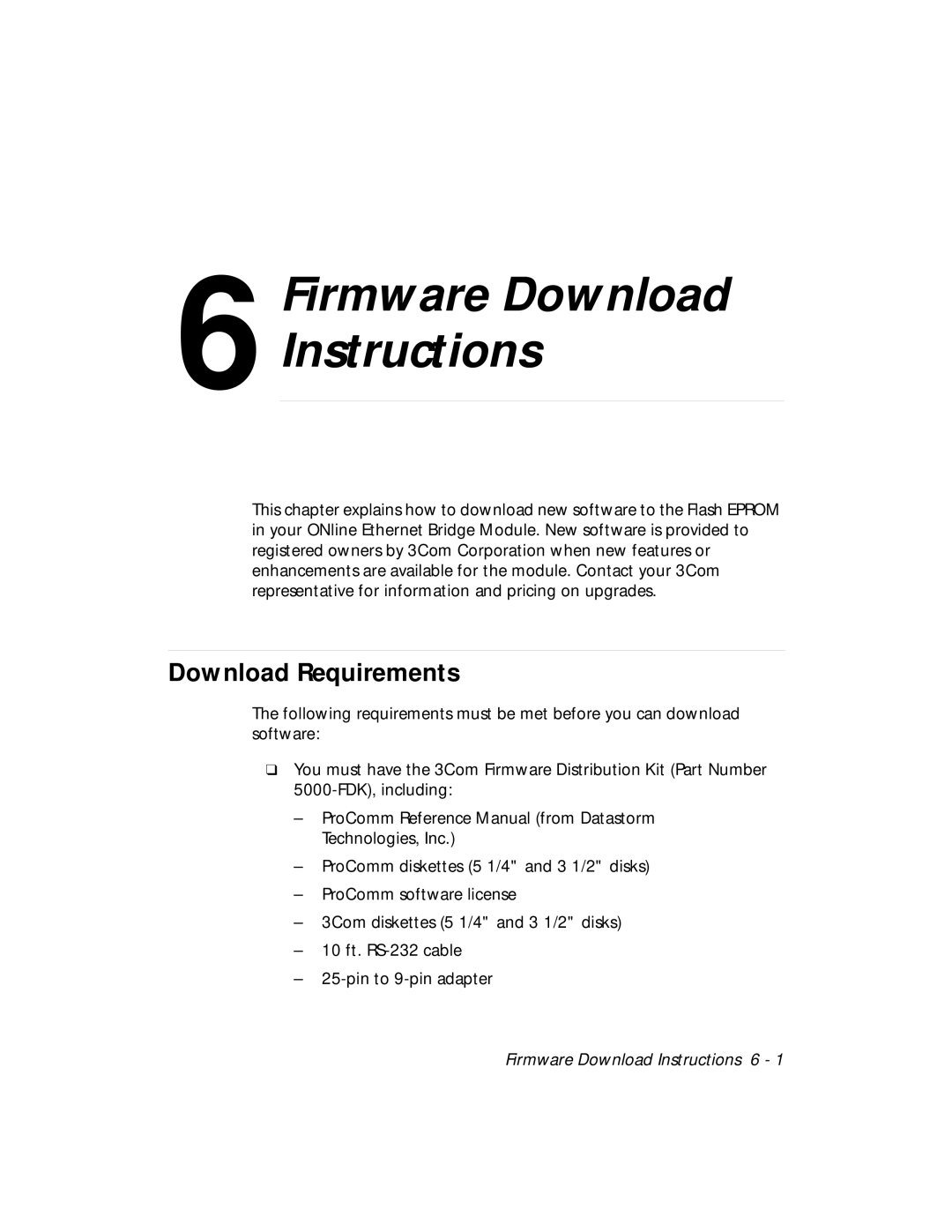 3Com 5102B-EE installation and operation guide Firmware Download Instructions, Download Requirements 