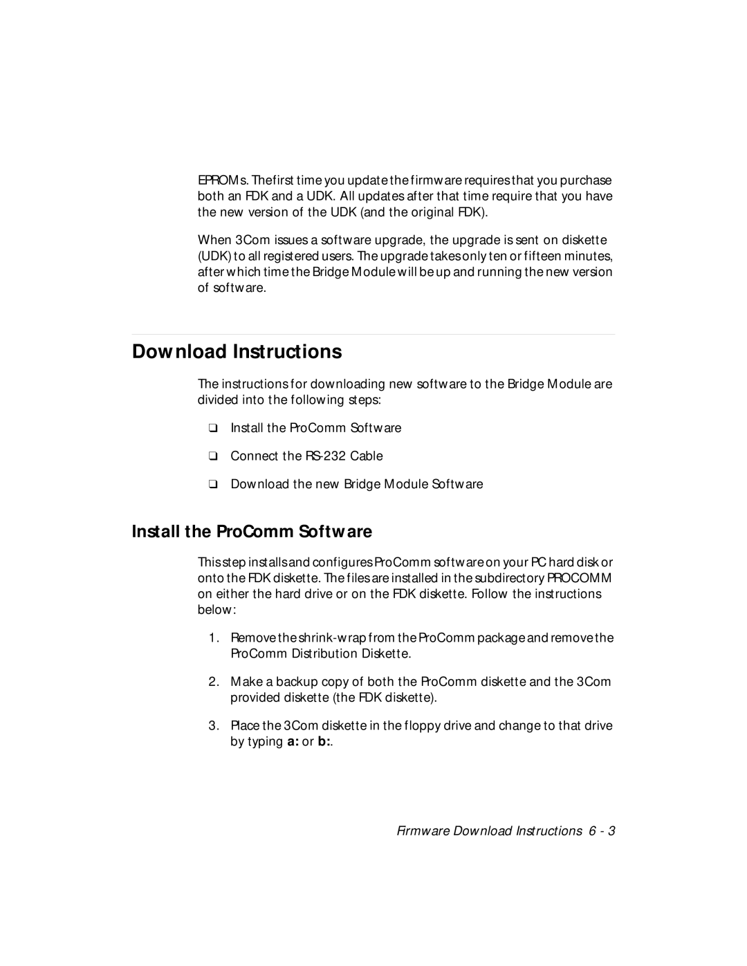 3Com 5102B-EE installation and operation guide Download Instructions, Install the ProComm Software 