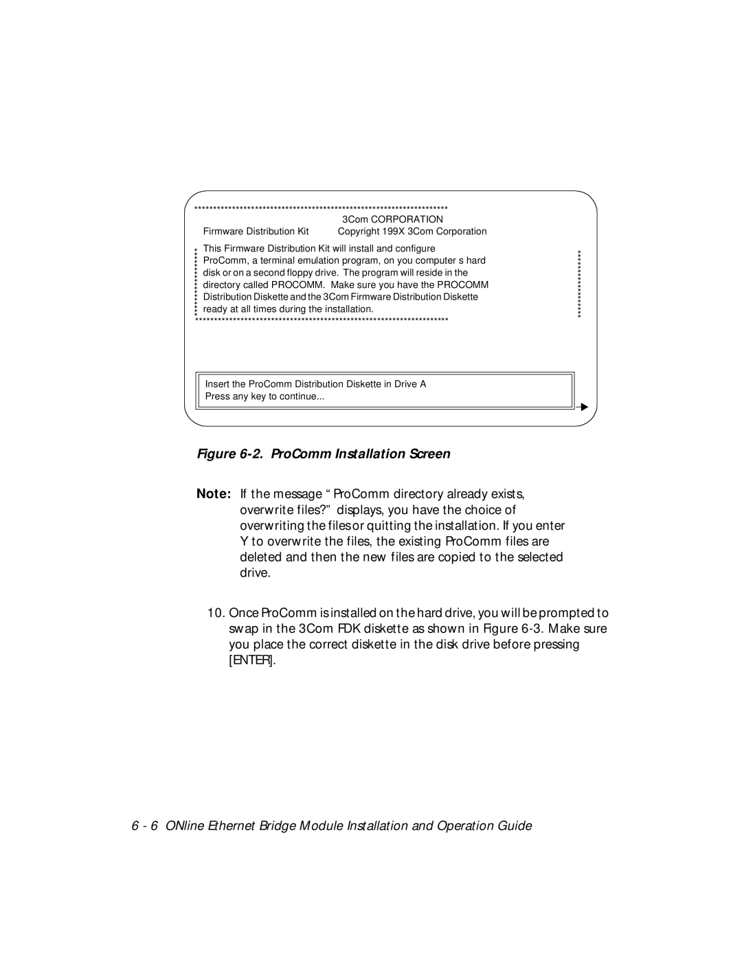 3Com 5102B-EE installation and operation guide ProComm Installation Screen 