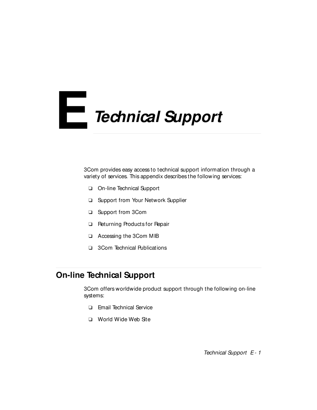 3Com 5102B-EE installation and operation guide On-line Technical Support 