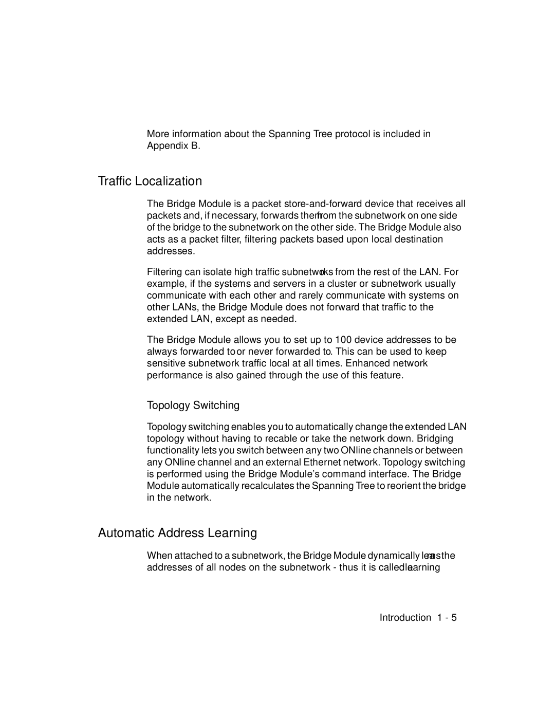 3Com 5102B-EE installation and operation guide Traffic Localization, Automatic Address Learning, Topology Switching 