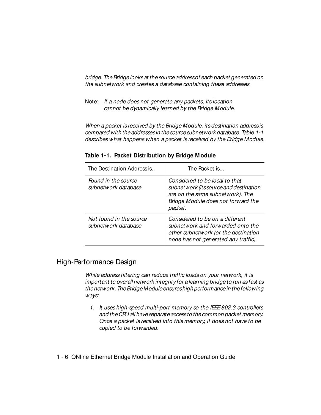 3Com 5102B-EE High-Performance Design, Packet Distribution by Bridge Module, Destination Address is Packet is 