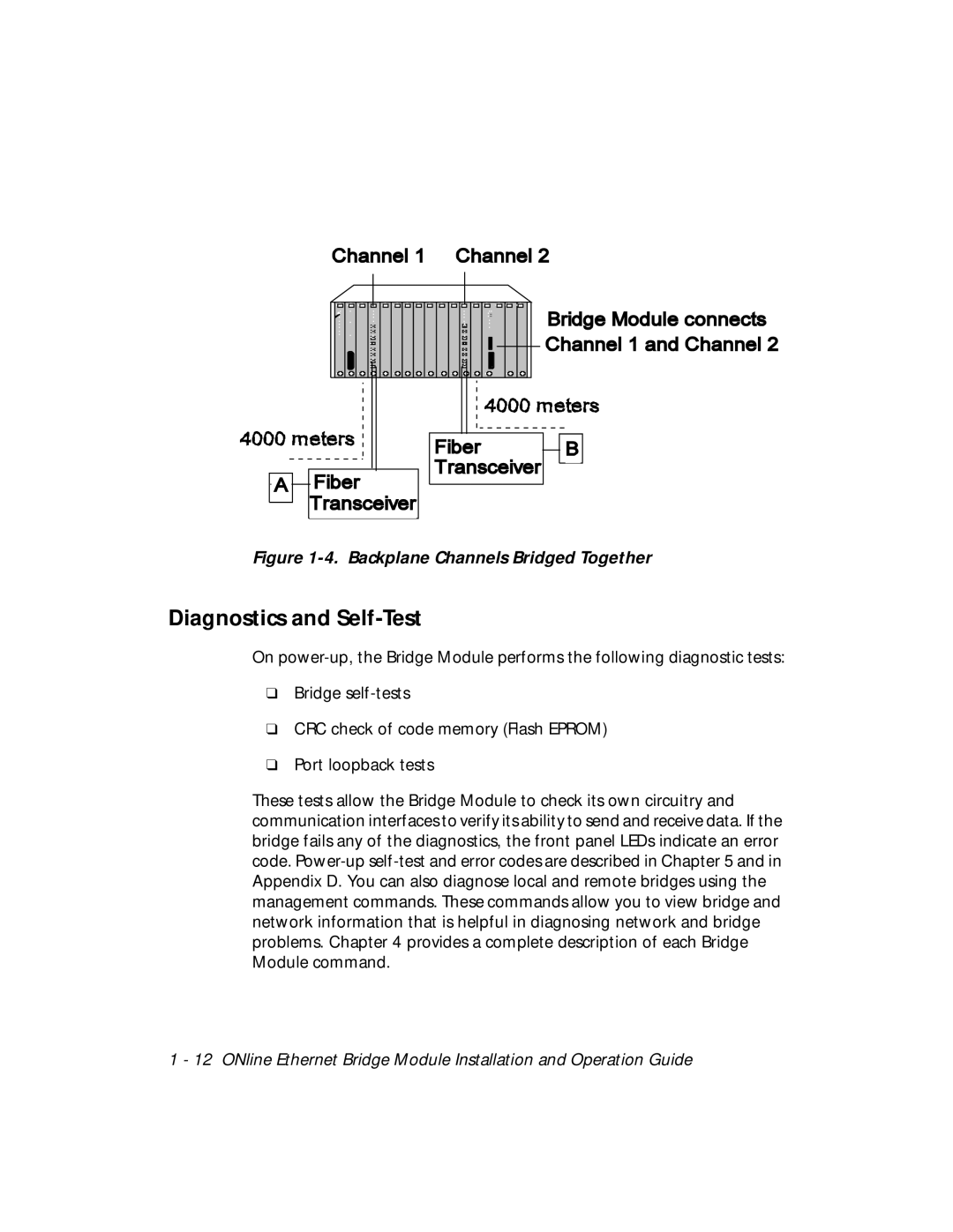 3Com 5102B-EE installation and operation guide Diagnostics and Self-Test, Backplane Channels Bridged Together 