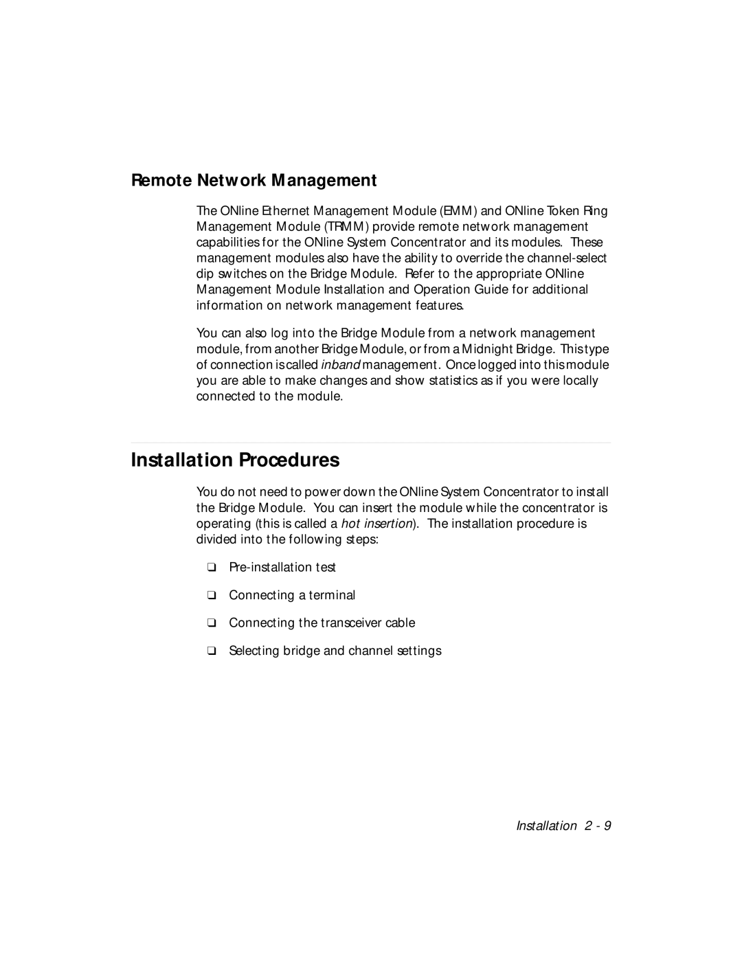 3Com 5102B-EE installation and operation guide Installation Procedures, Remote Network Management 