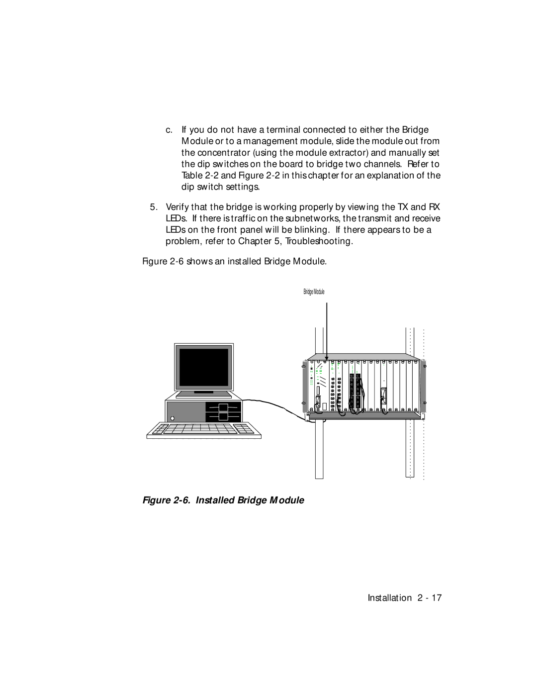 3Com 5102B-EE installation and operation guide Installed Bridge Module 