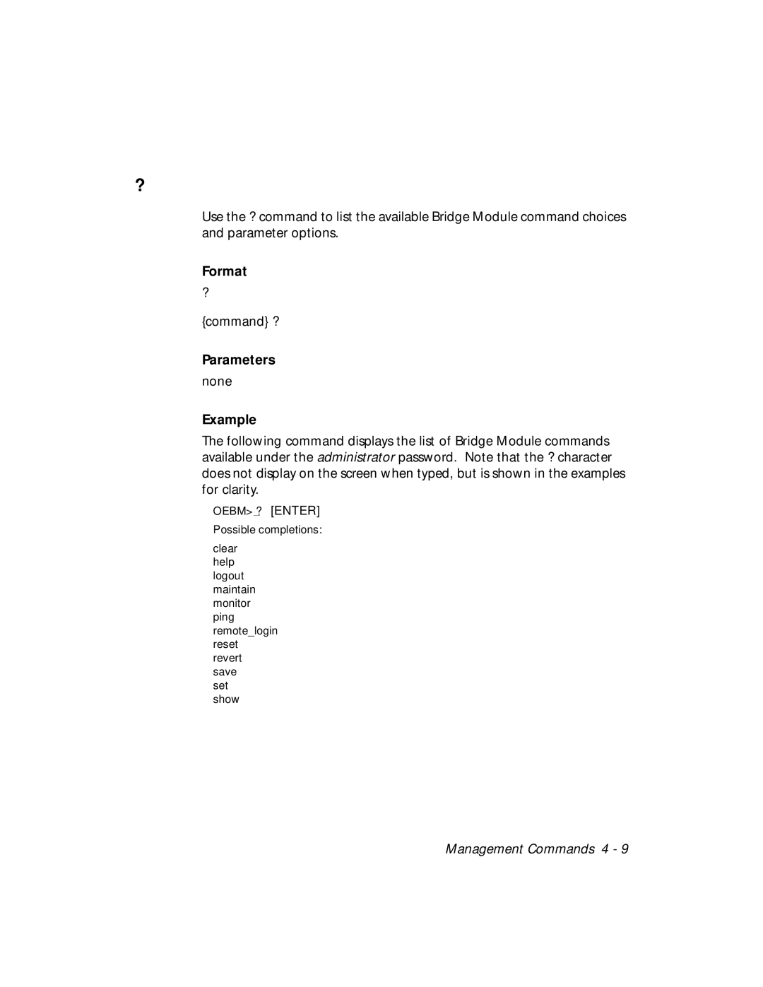 3Com 5102B-EE installation and operation guide Format, Oebm ? Enter 