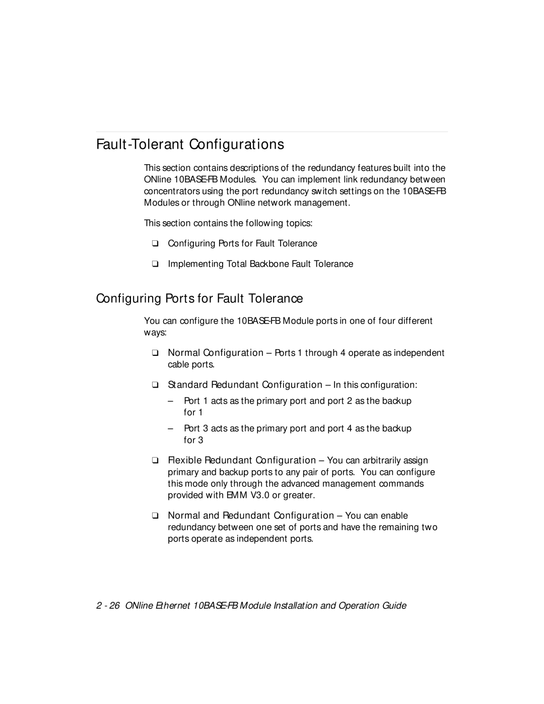 3Com 510M-FBP, 5102M-FBP, 5104M-FB1 Fault-Tolerant Configurations, Configuring Ports for Fault Tolerance 