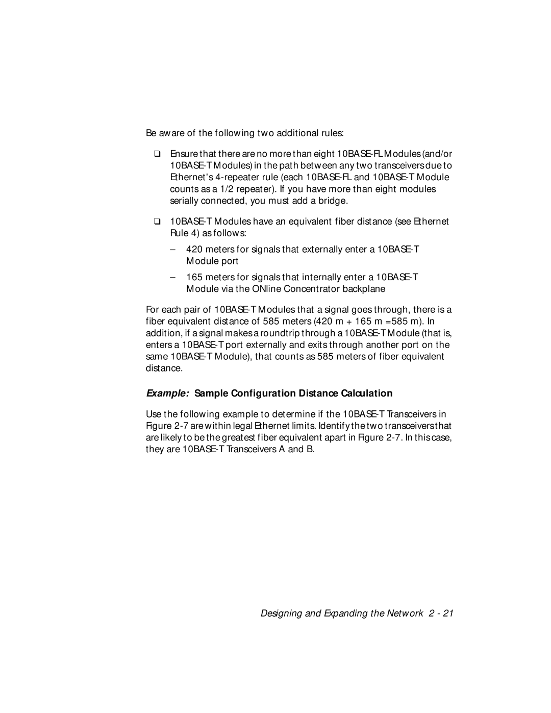 3Com 5104M-FL1 installation and operation guide Example Sample Configuration Distance Calculation 