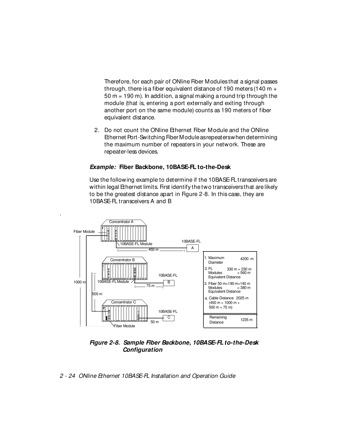 3Com 5104M-FL1 Example Fiber Backbone, 10BASE-FL to-the-Desk, Sample Fiber Backbone, 10BASE-FL to-the-Desk Configuration 