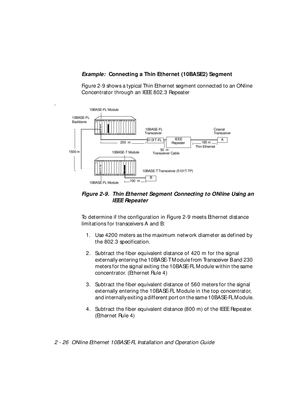 3Com 5104M-FL1 installation and operation guide Example Connecting a Thin Ethernet 10BASE2 Segment, Ieee 