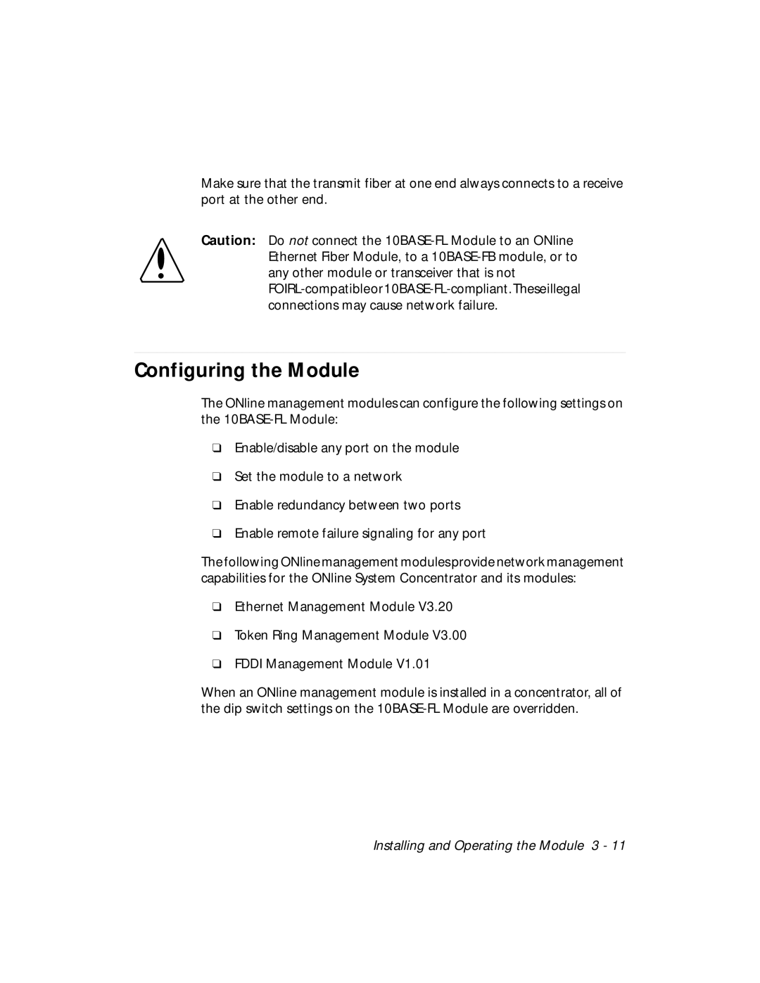 3Com 5104M-FL1 installation and operation guide Configuring the Module 