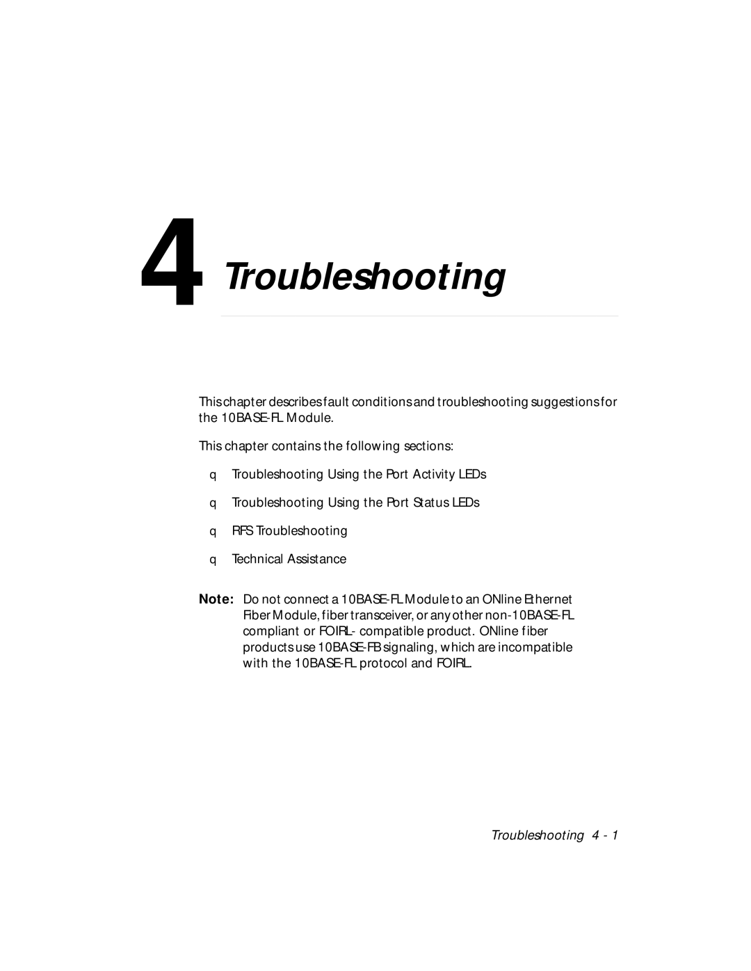 3Com 5104M-FL1 installation and operation guide Troubleshooting 