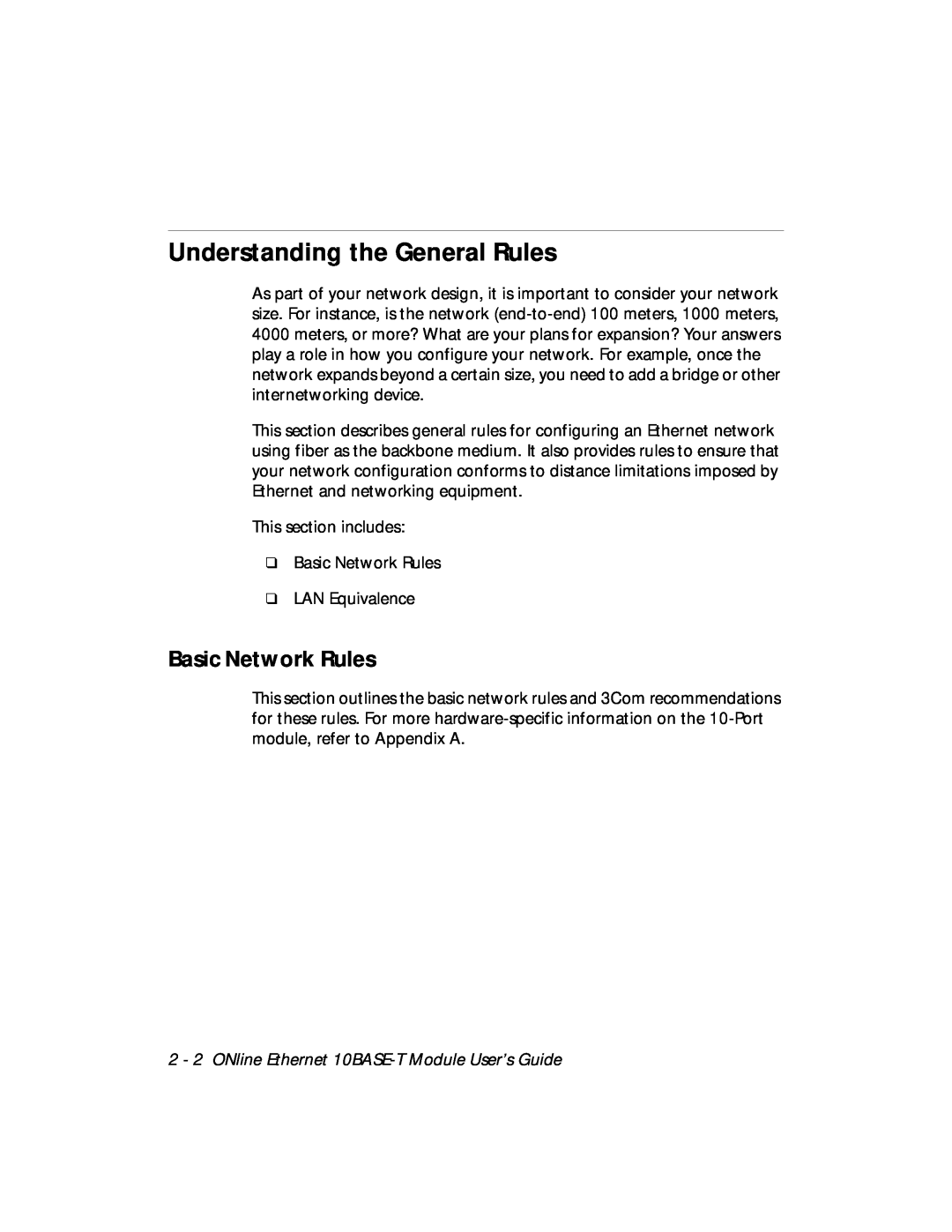 3Com 5108M-TP manual Understanding the General Rules, Basic Network Rules 