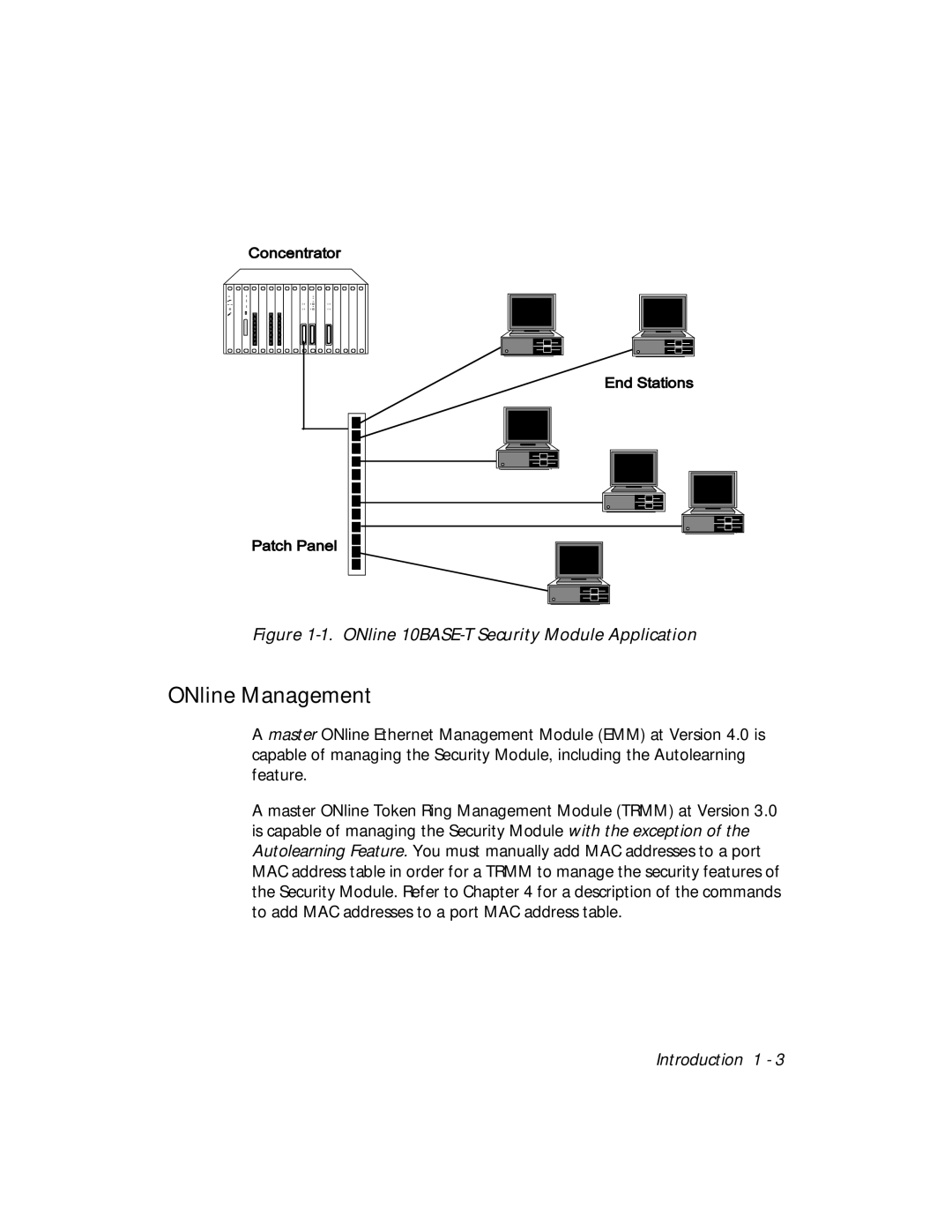 3Com 5112M-TPLS installation and operation guide ONline Management, ONline 10BASE-T Security Module Application 