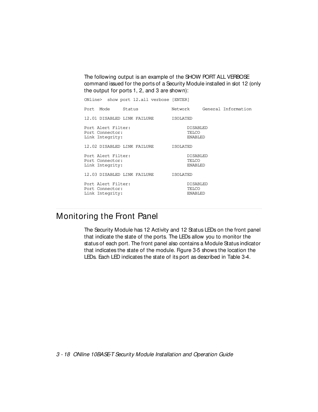 3Com 5112M-TPLS installation and operation guide Monitoring the Front Panel 