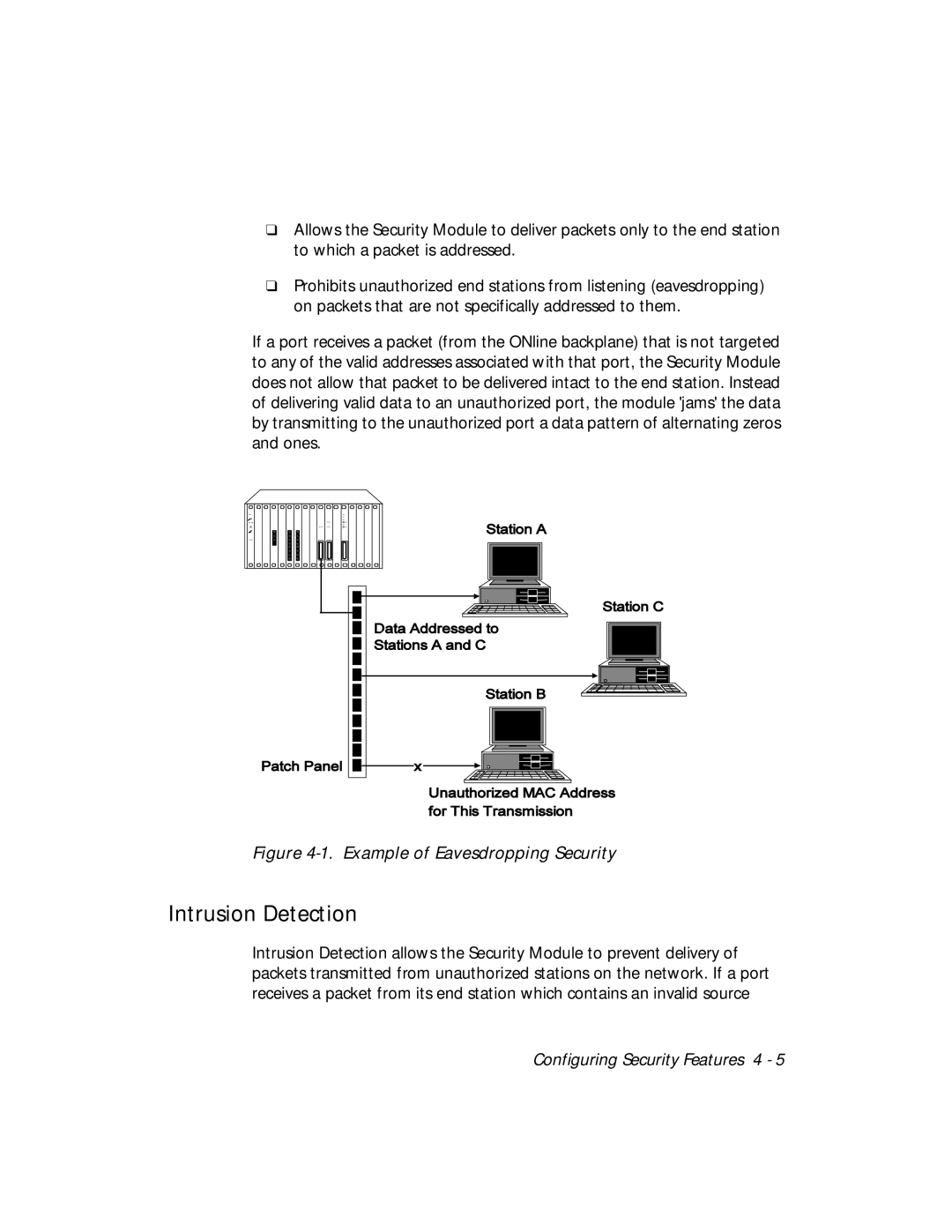 3Com 5112M-TPLS installation and operation guide Intrusion Detection, Example of Eavesdropping Security 