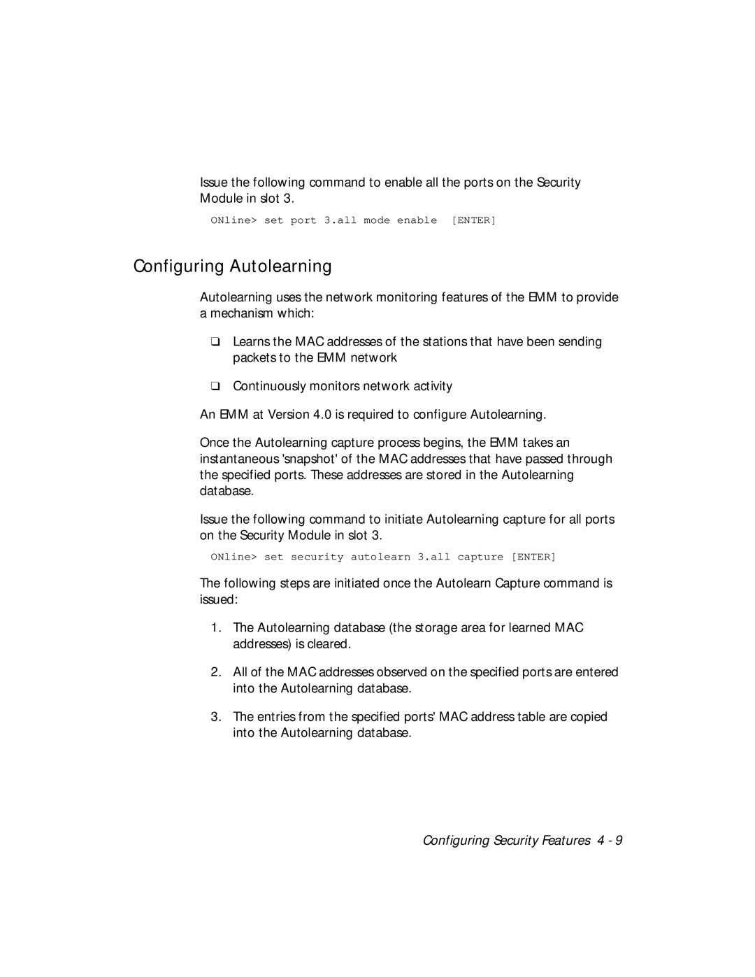 3Com 5112M-TPLS installation and operation guide Configuring Autolearning 