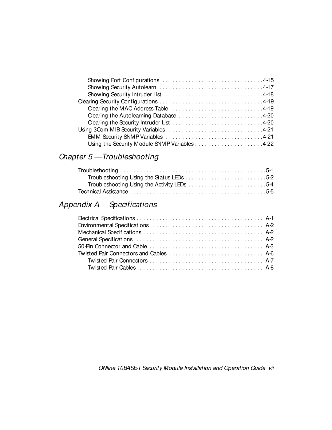 3Com 5112M-TPLS installation and operation guide Troubleshooting 