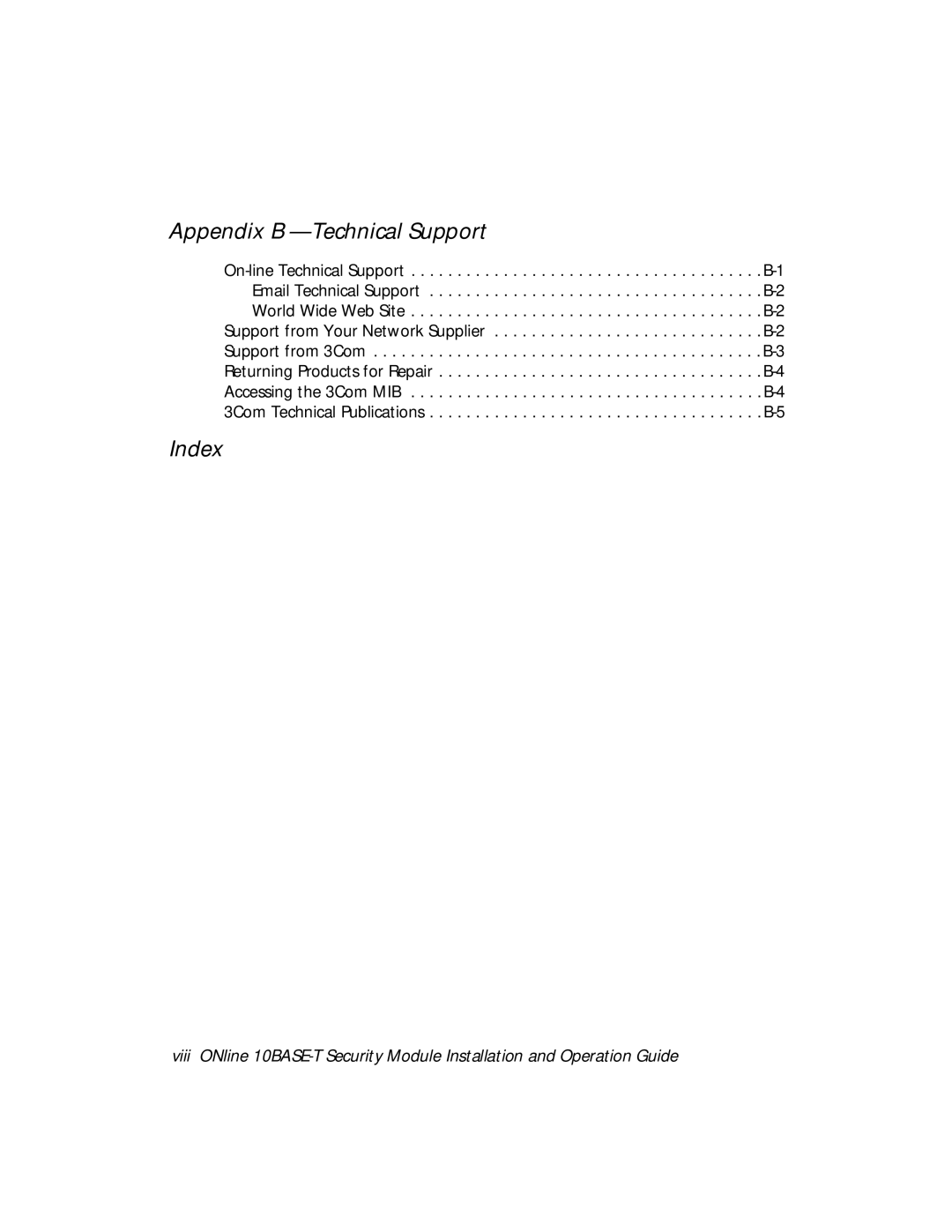 3Com 5112M-TPLS installation and operation guide Appendix B Technical Support 