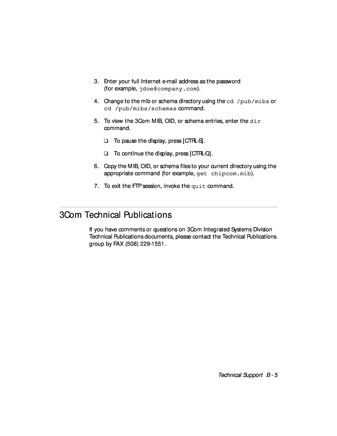 3Com 5112M-TPLS installation and operation guide 3Com Technical Publications, Technical Support B 