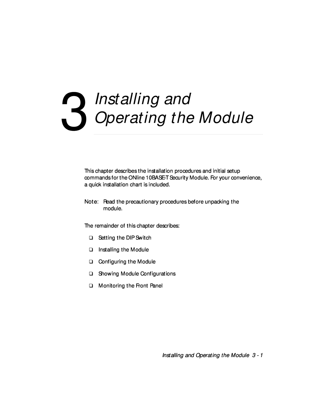 3Com 5112M-TPLS installation and operation guide Installing and Operating the Module 3 