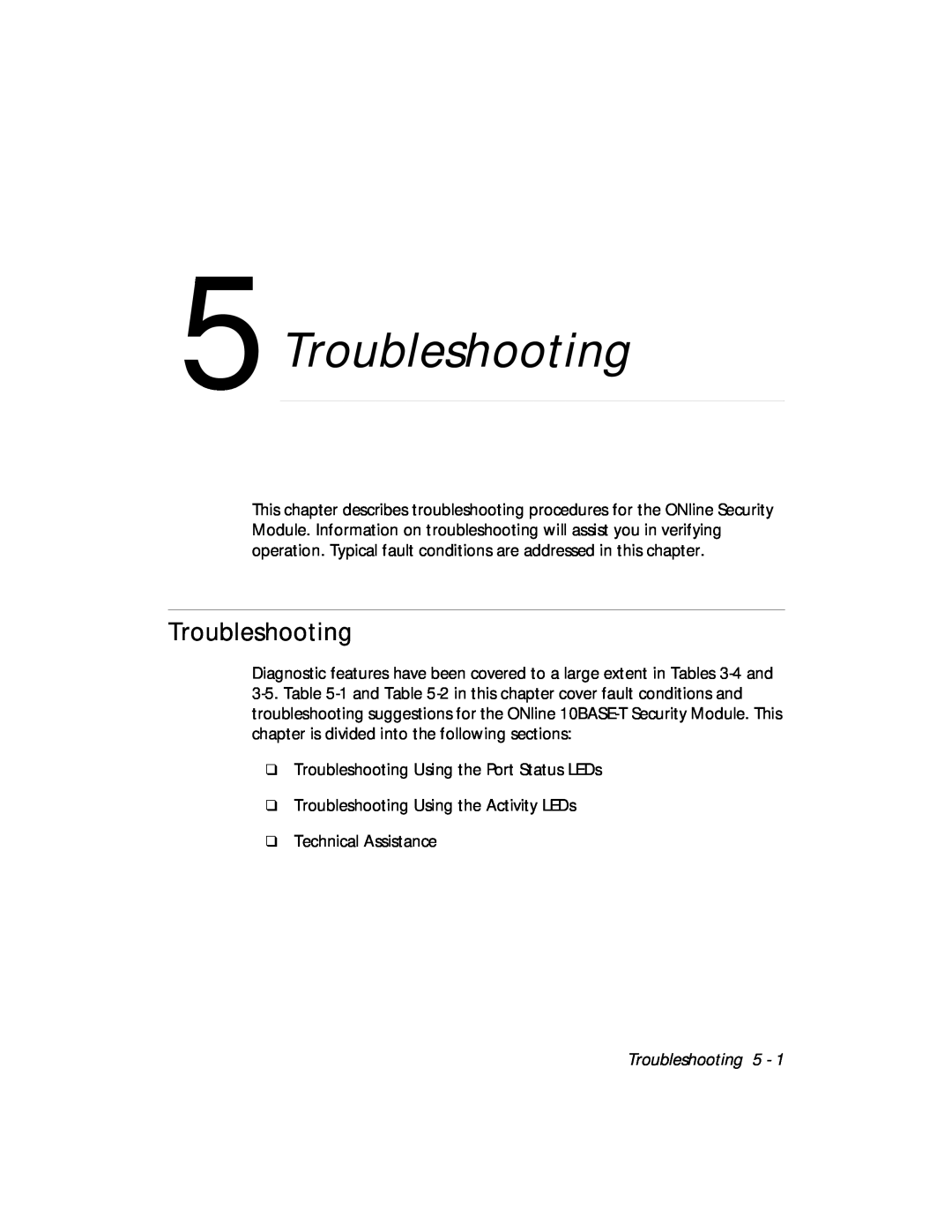 3Com 5112M-TPLS installation and operation guide Troubleshooting 5 