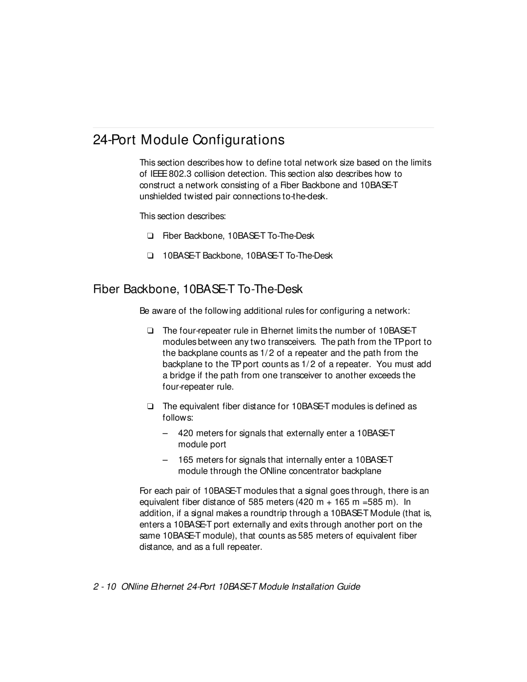 3Com 5124M-TPCL manual Port Module Configurations, Fiber Backbone, 10BASE-T To-The-Desk 