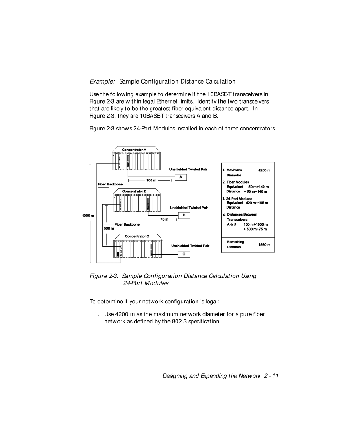 3Com 5124M-TPCL manual Example Sample Configuration Distance Calculation 