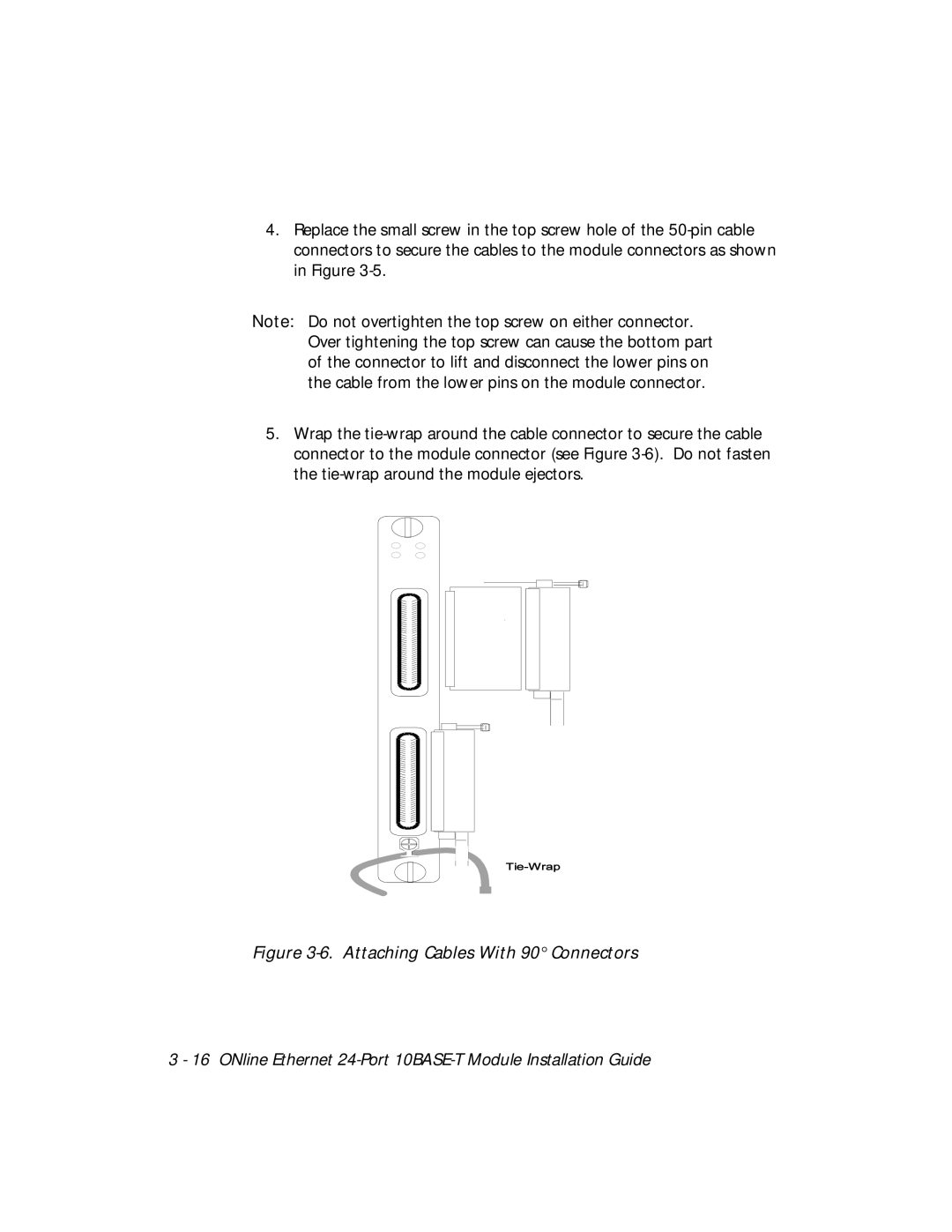 3Com 5124M-TPCL manual Attaching Cables With 90 Connectors 