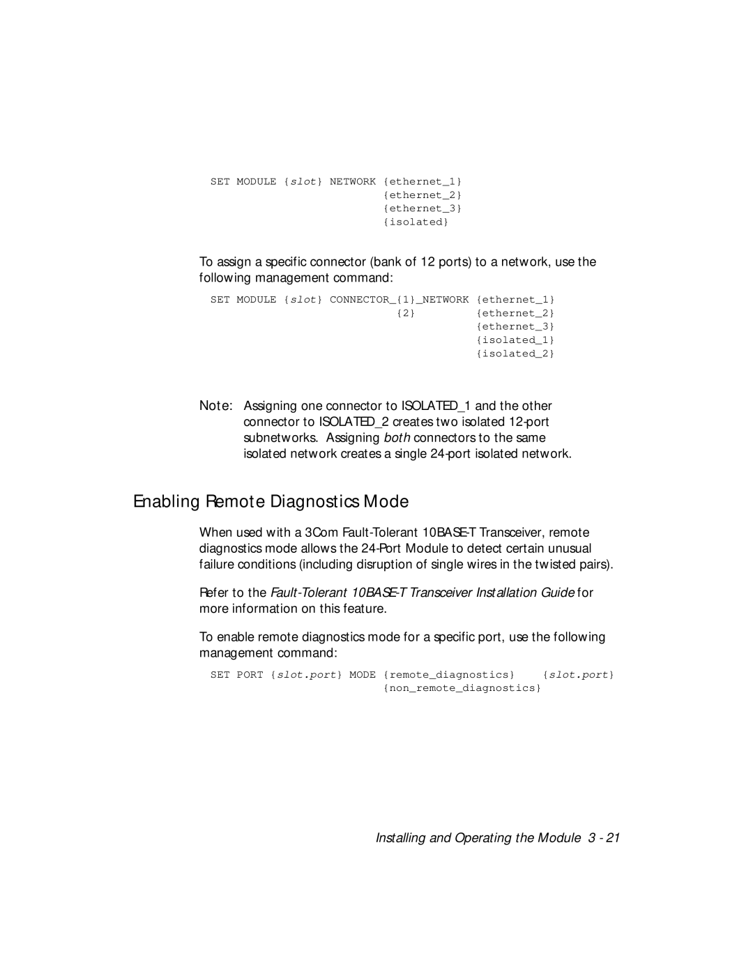 3Com 5124M-TPCL manual Enabling Remote Diagnostics Mode 