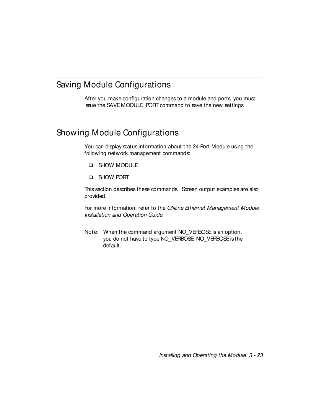 3Com 5124M-TPCL manual Saving Module Configurations, Showing Module Configurations 