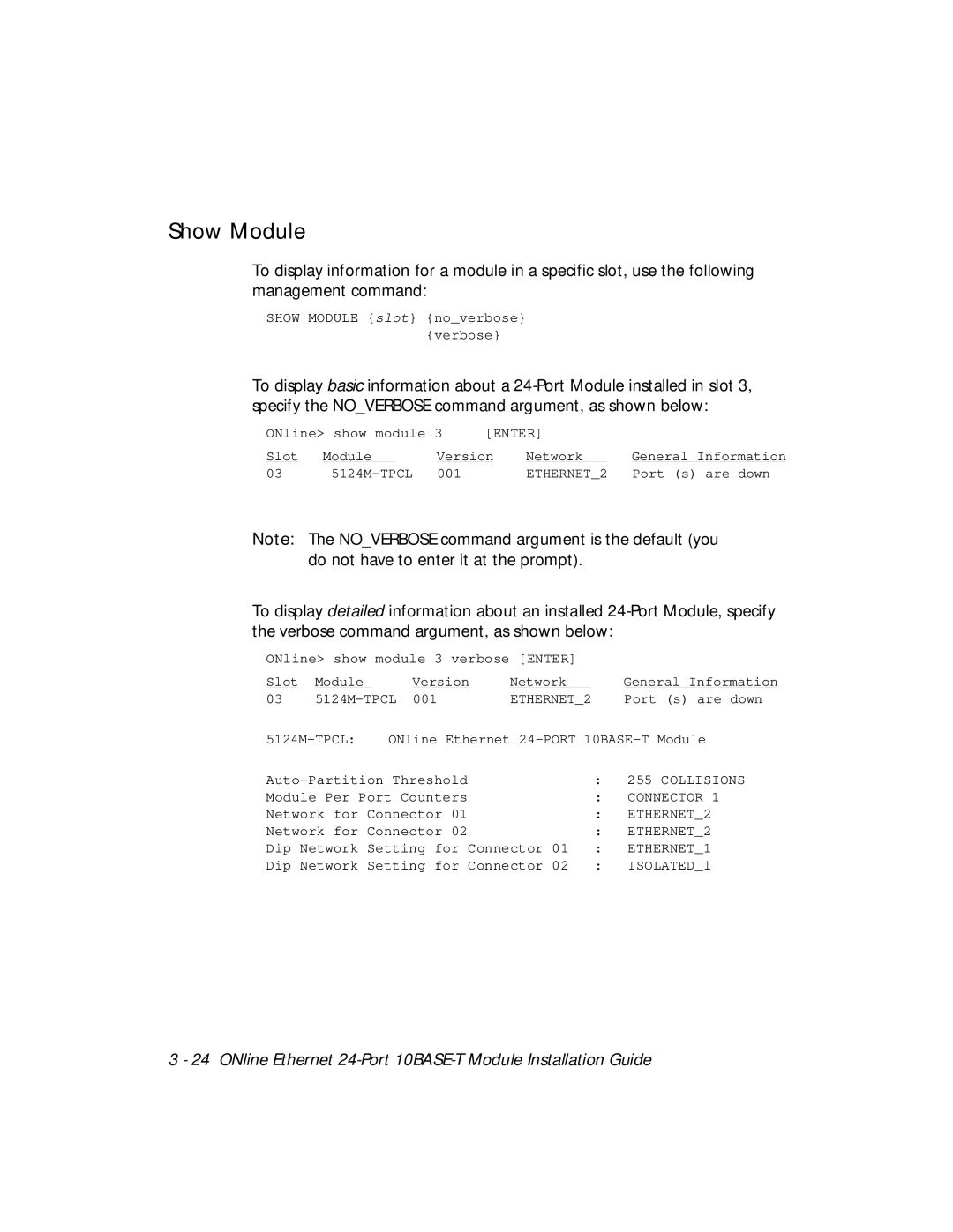 3Com 5124M-TPCL manual Show Module 