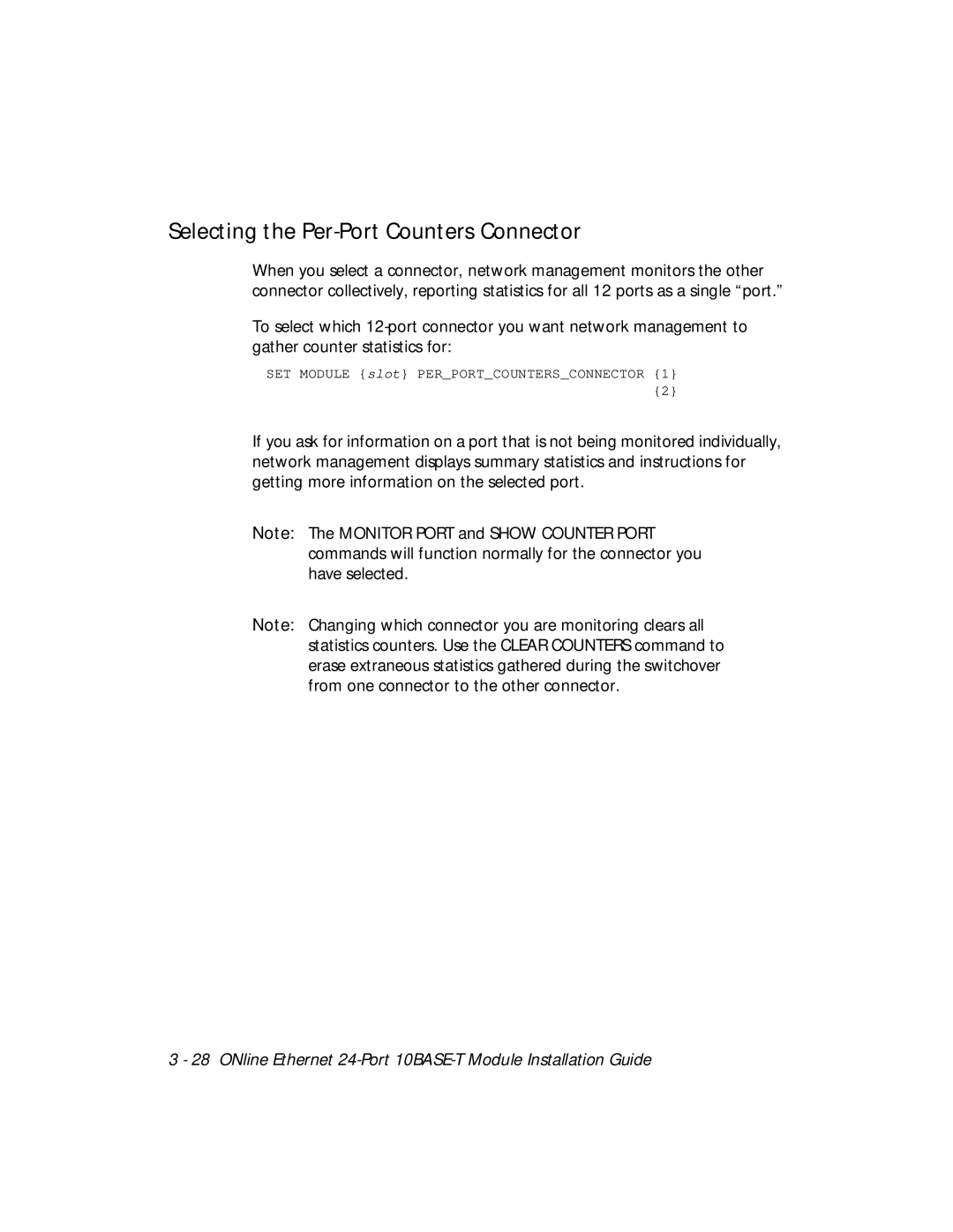 3Com 5124M-TPCL manual Selecting the Per-Port Counters Connector 