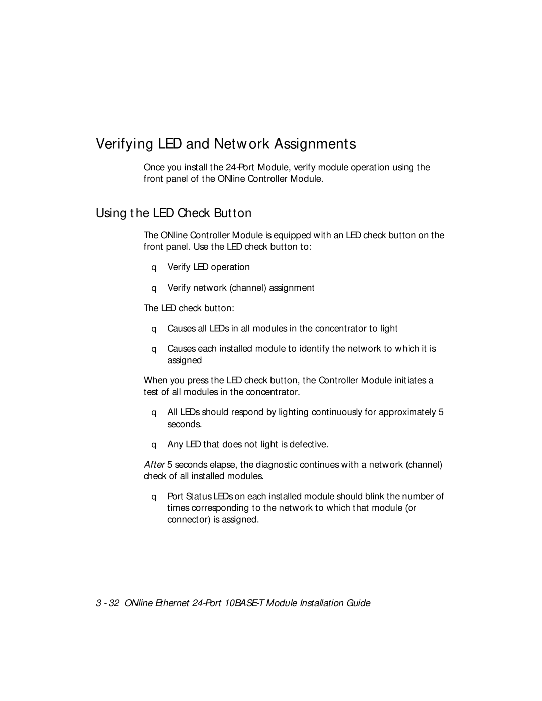 3Com 5124M-TPCL manual Verifying LED and Network Assignments, Using the LED Check Button 