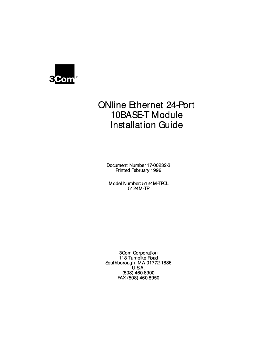 3Com 5124M-TPCL manual ONline Ethernet 24-Port 10BASE-T Module Installation Guide 