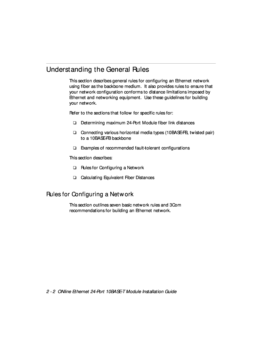 3Com 5124M-TPCL manual Understanding the General Rules, Rules for Configuring a Network 