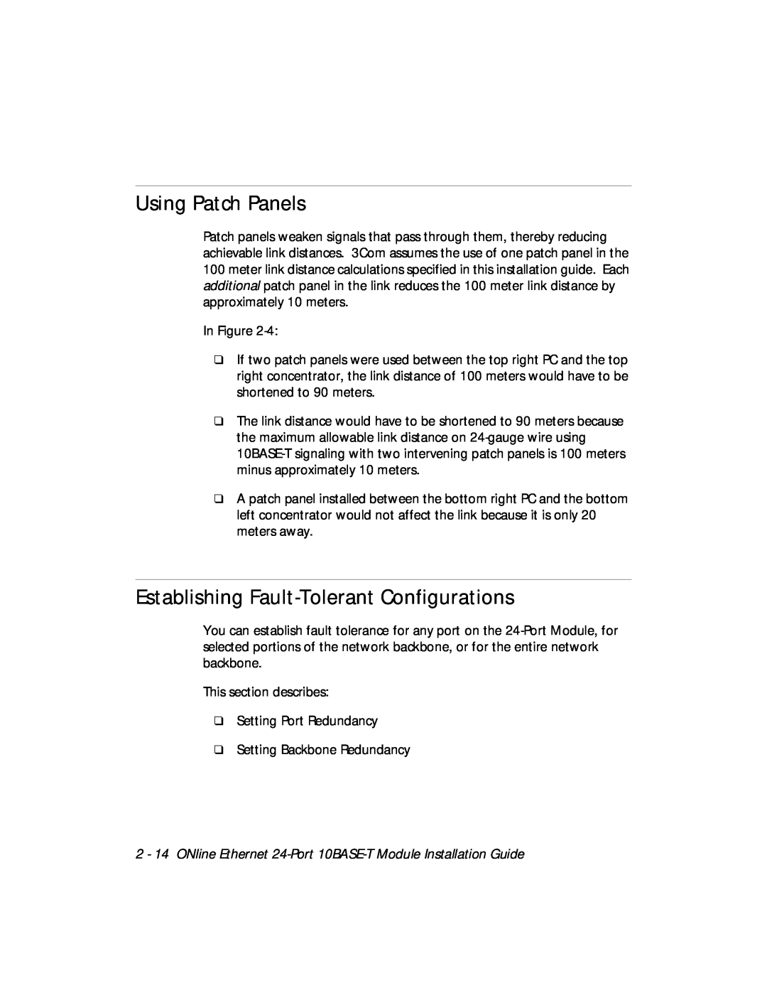 3Com 5124M-TPCL manual Using Patch Panels, Establishing Fault-Tolerant Configurations 