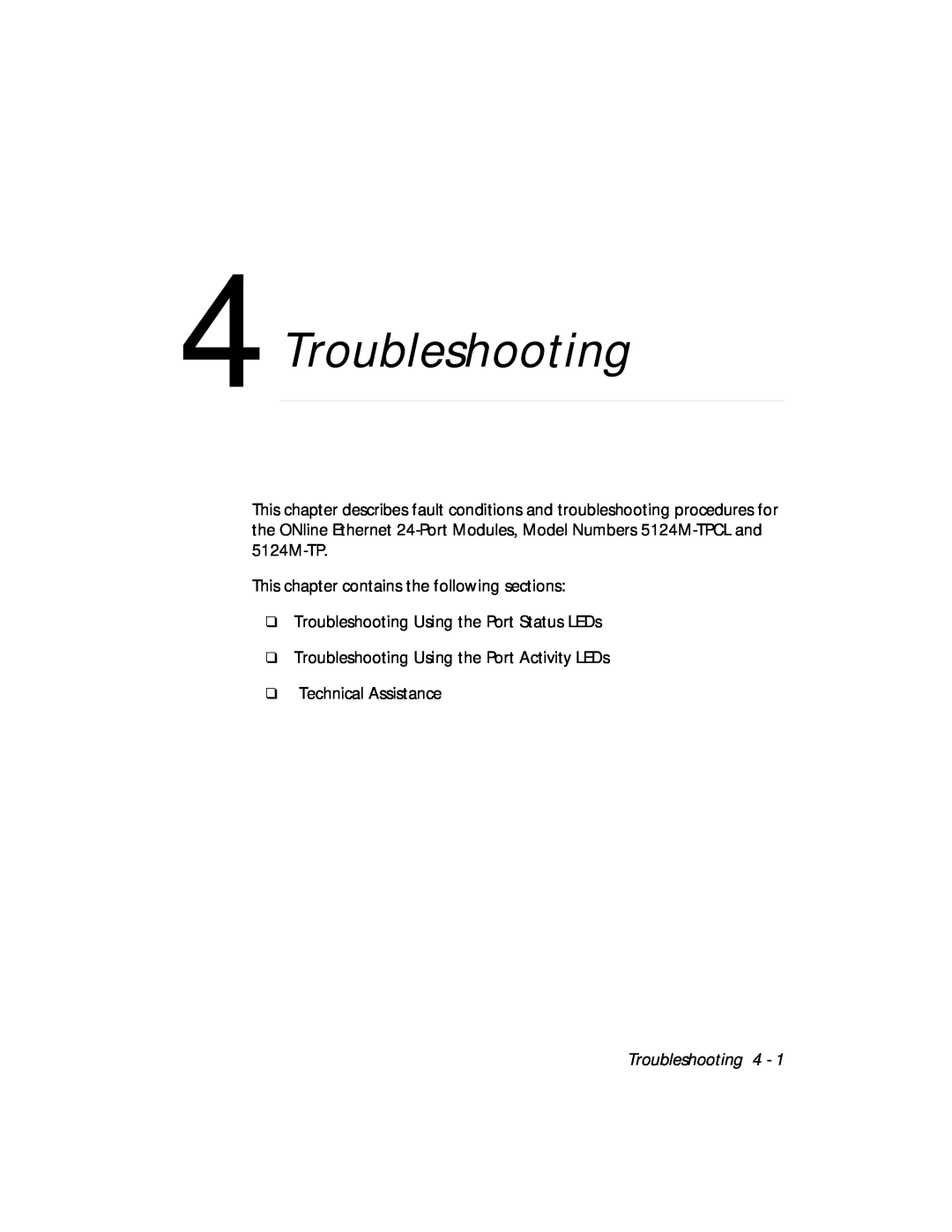 3Com 5124M-TPCL manual Troubleshooting 4 