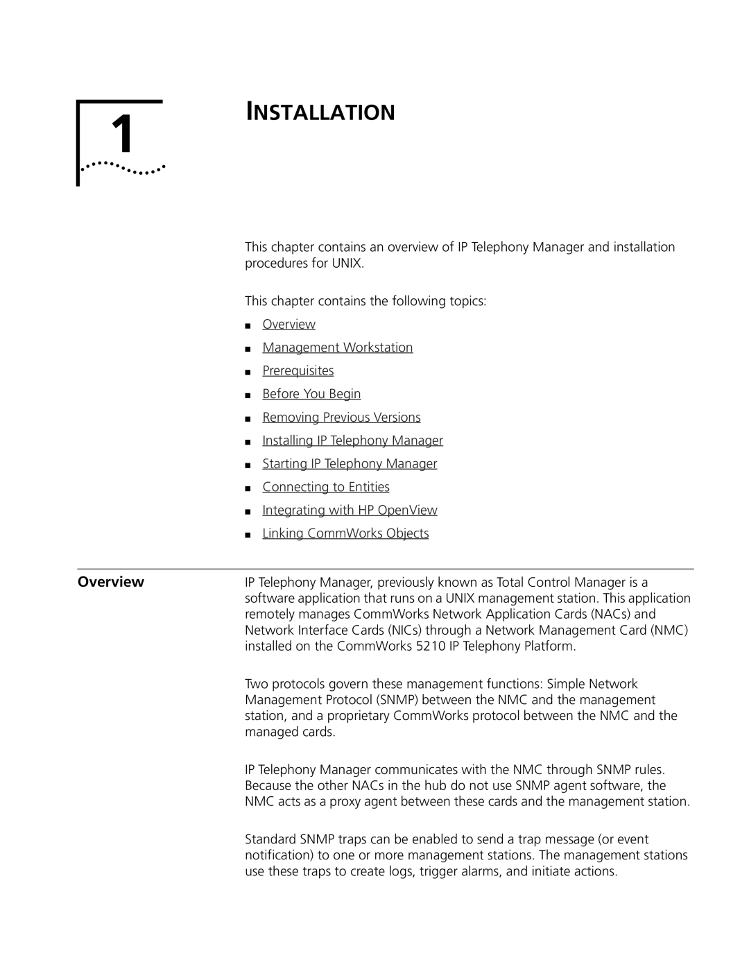 3Com 5210 manual Overview, Remotely manages CommWorks Network Application Cards NACs 