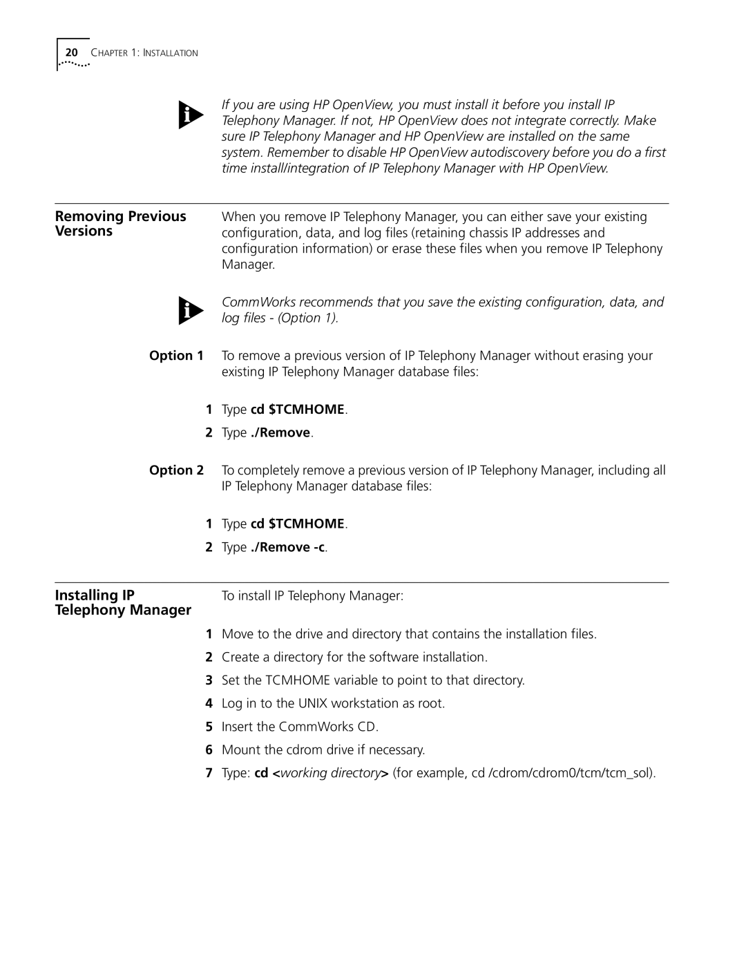 3Com 5210 manual Removing Previous Versions, Installing IP, Telephony Manager 