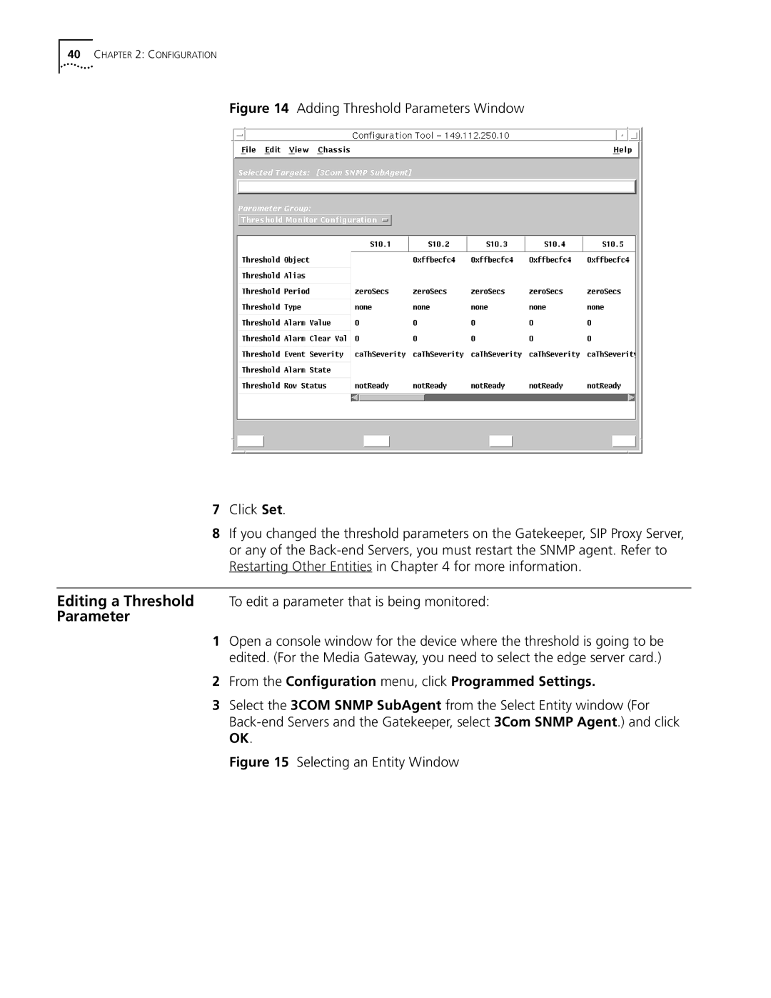 3Com 5210 manual Selecting an Entity Window 