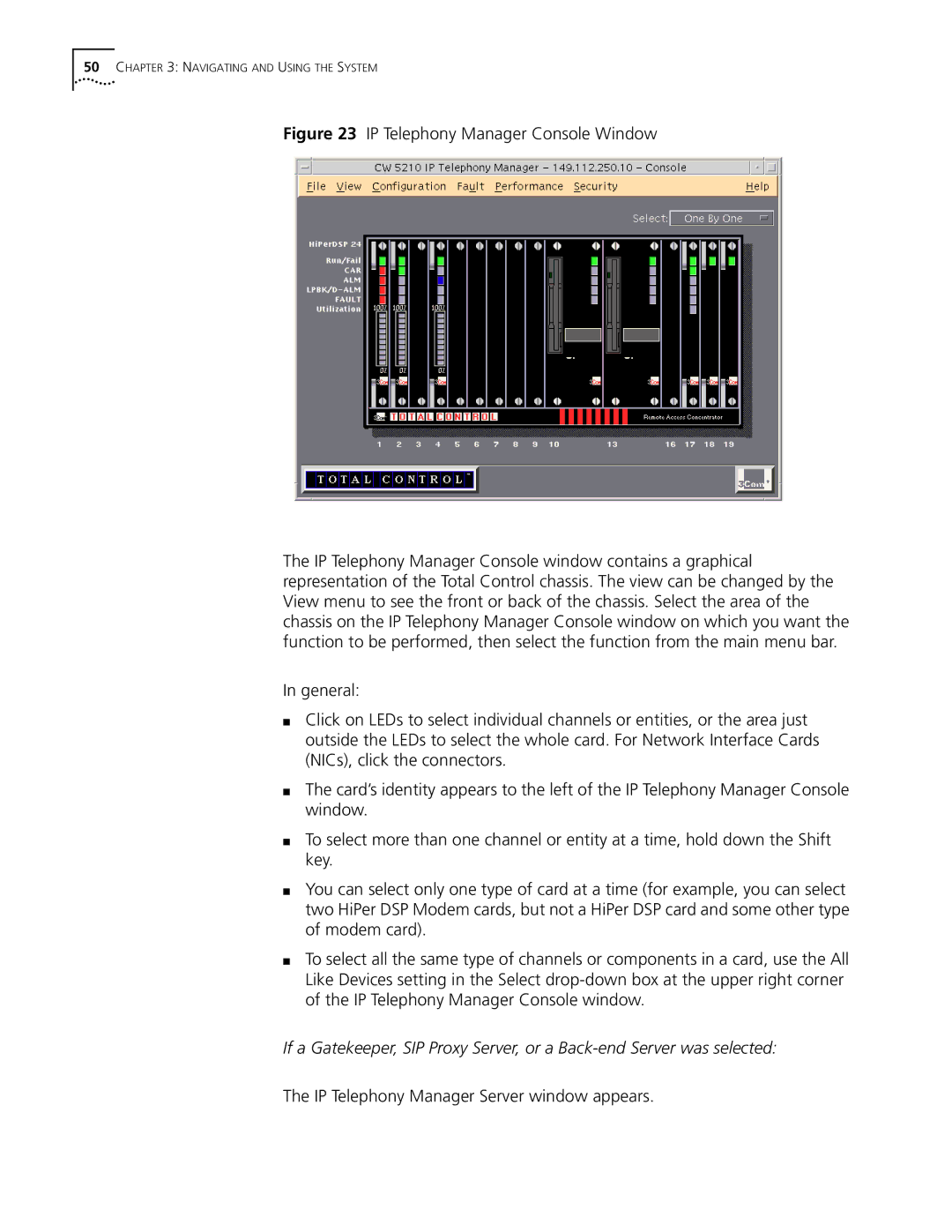 3Com 5210 manual IP Telephony Manager Console Window, IP Telephony Manager Server window appears 