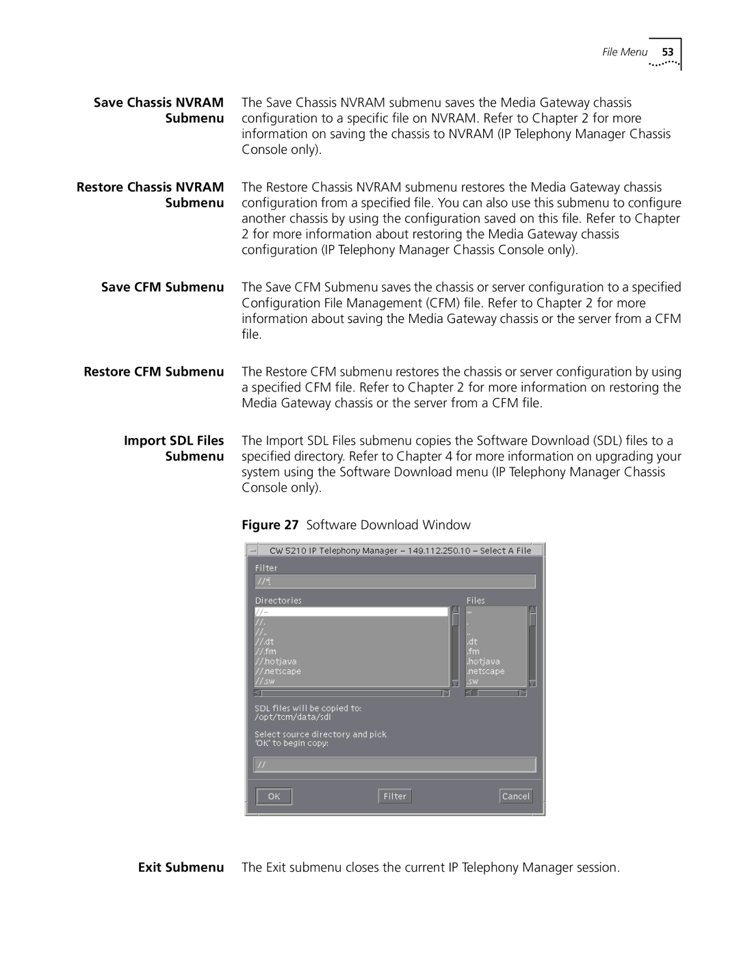 3Com 5210 manual File Menu 