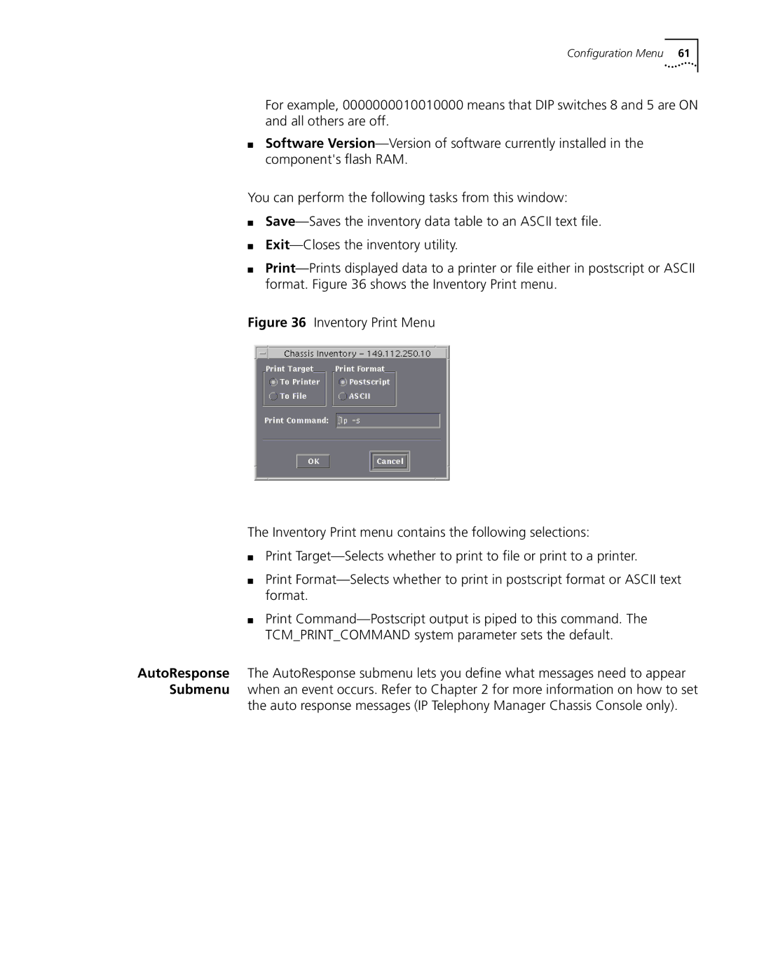 3Com 5210 manual Configuration Menu 